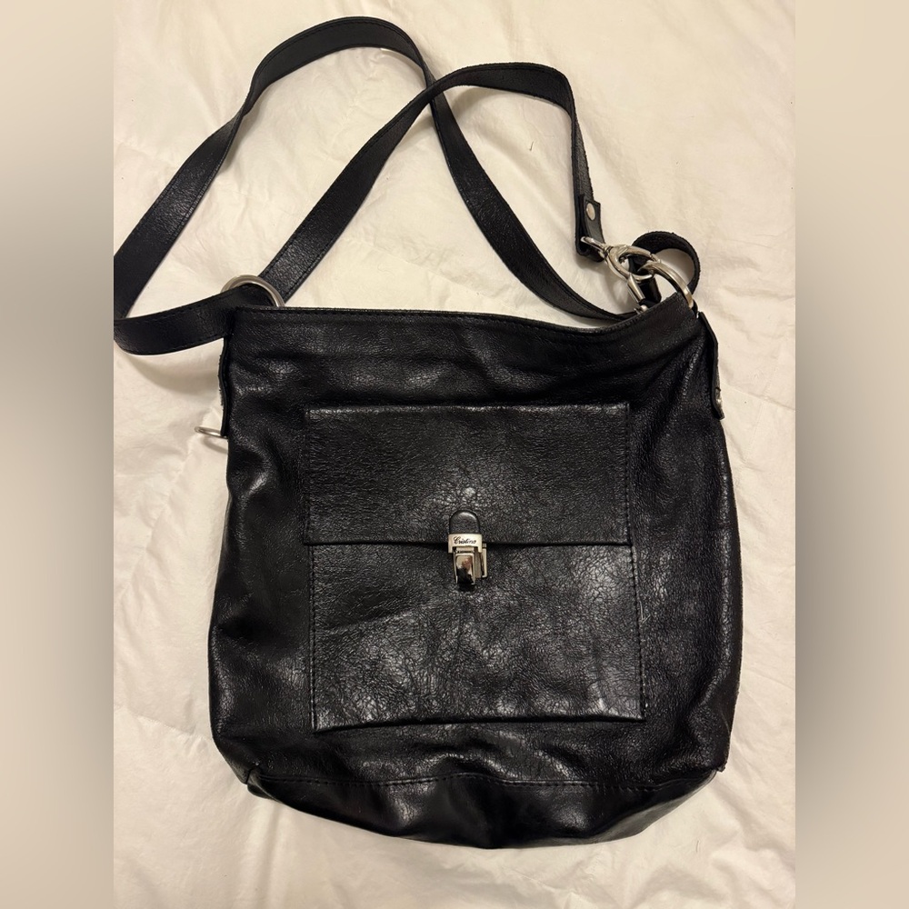 Christina Black Leather Crossbody Bag (unworn, like new)
